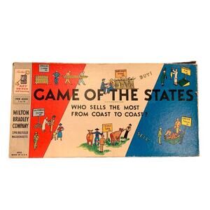 Vintage 1954 Milton Bradley Game of 48 Continental States Board Game Complete